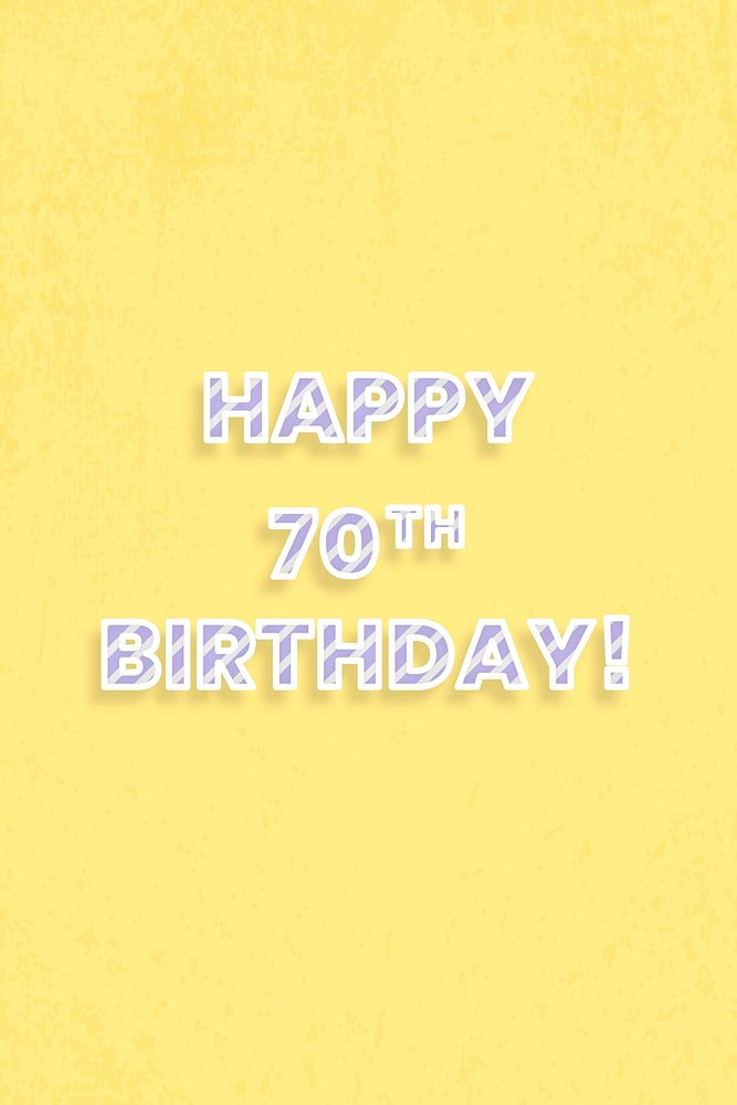 Happy 70th birthday word vector candy stripe font