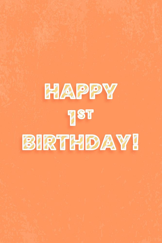 Happy 1st birthday word vector stripe font