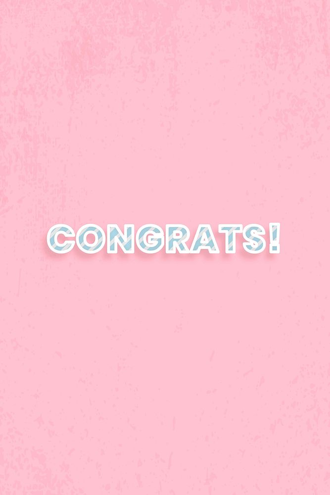 Congrats word vector stripe font block letter typography