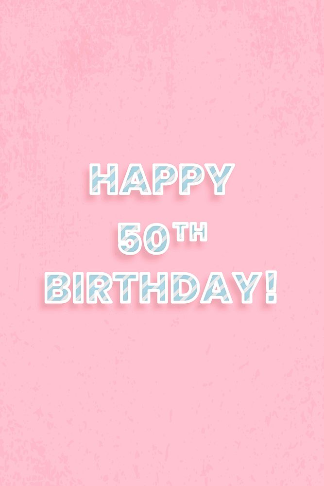 Happy 50th birthday word vector candy cane font typography