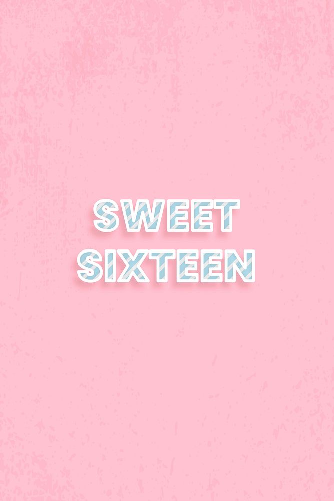 Sweet sixteen word vector candy cane font block letter typography