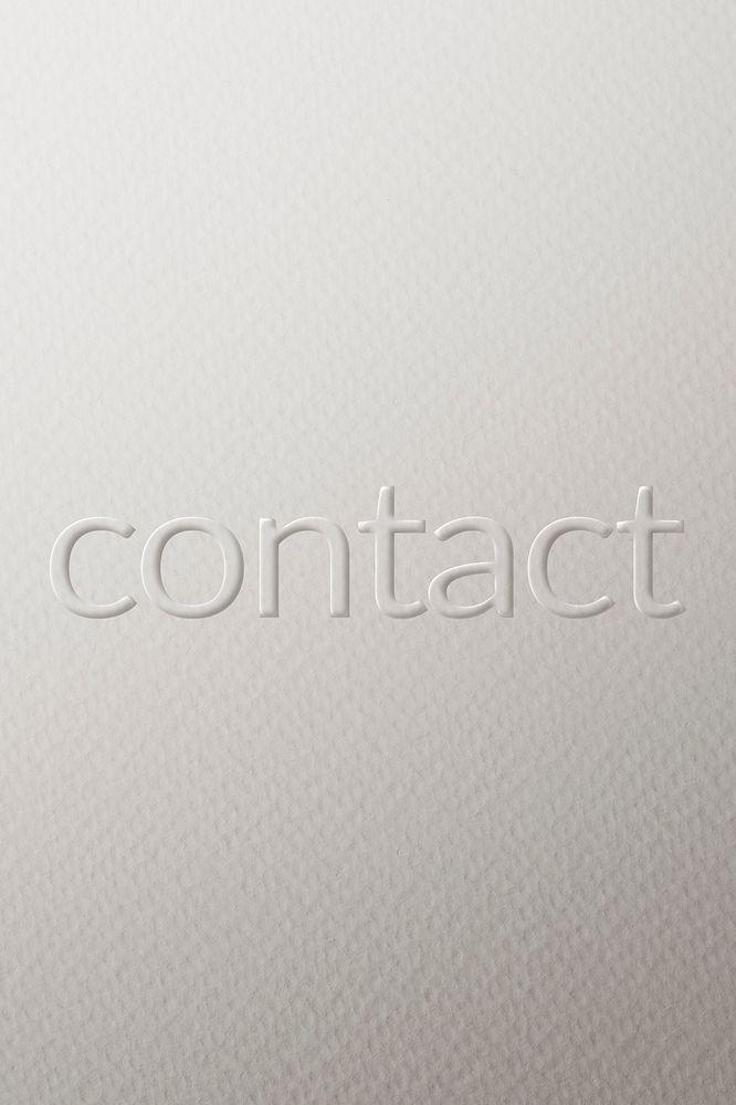 Contact embossed font white paper background