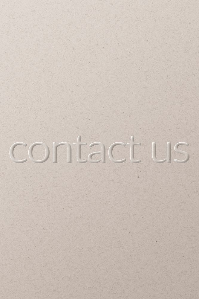 Contact us embossed font white paper background