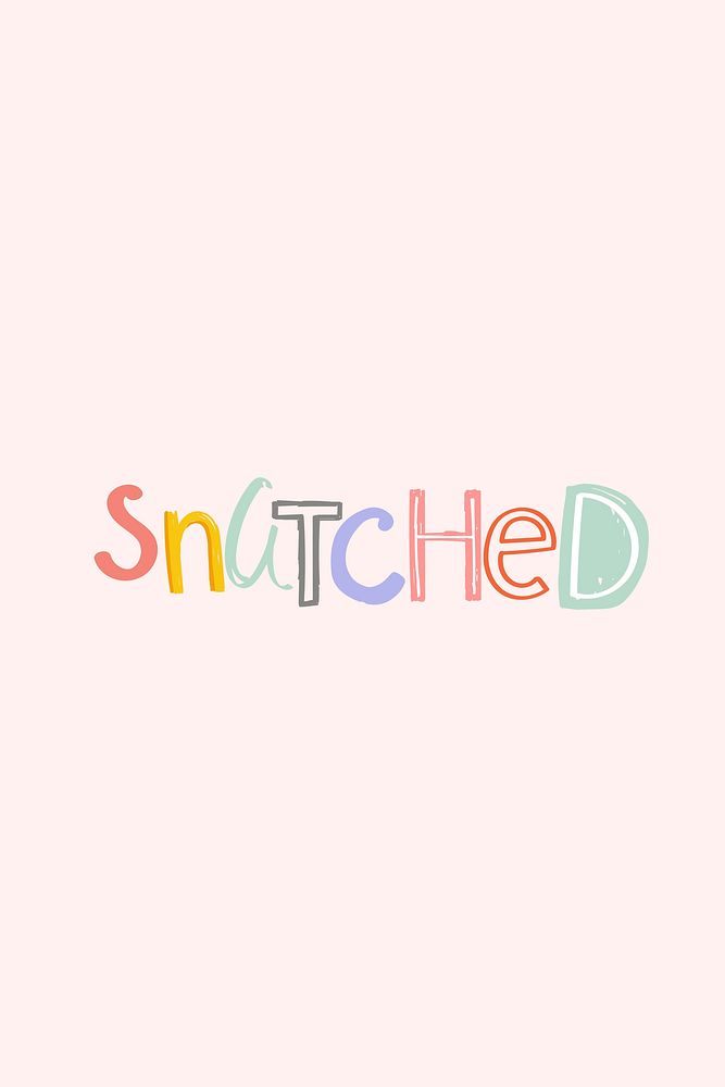Word art psd snatched doodle lettering colorful