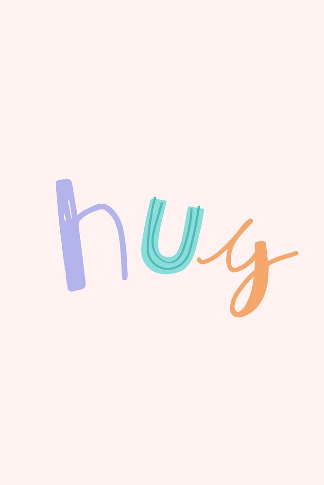 Hug doodle hand drawn vector typography