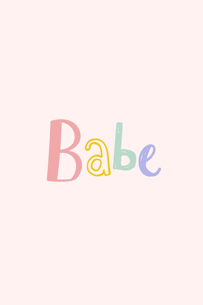 Babe text vector doodle font colorful hand drawn