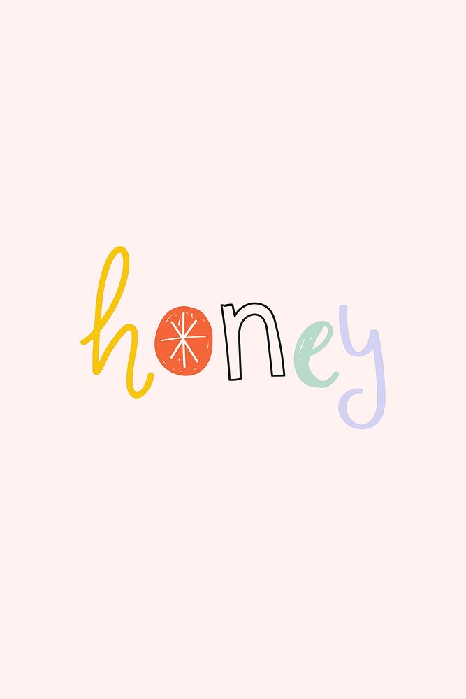 Word art vector honey doodle lettering colorful
