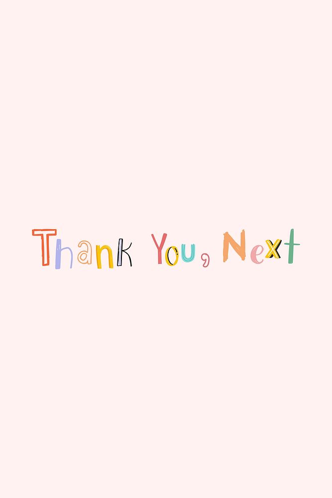 Thank you, Next vector text doodle font colorful hand drawn