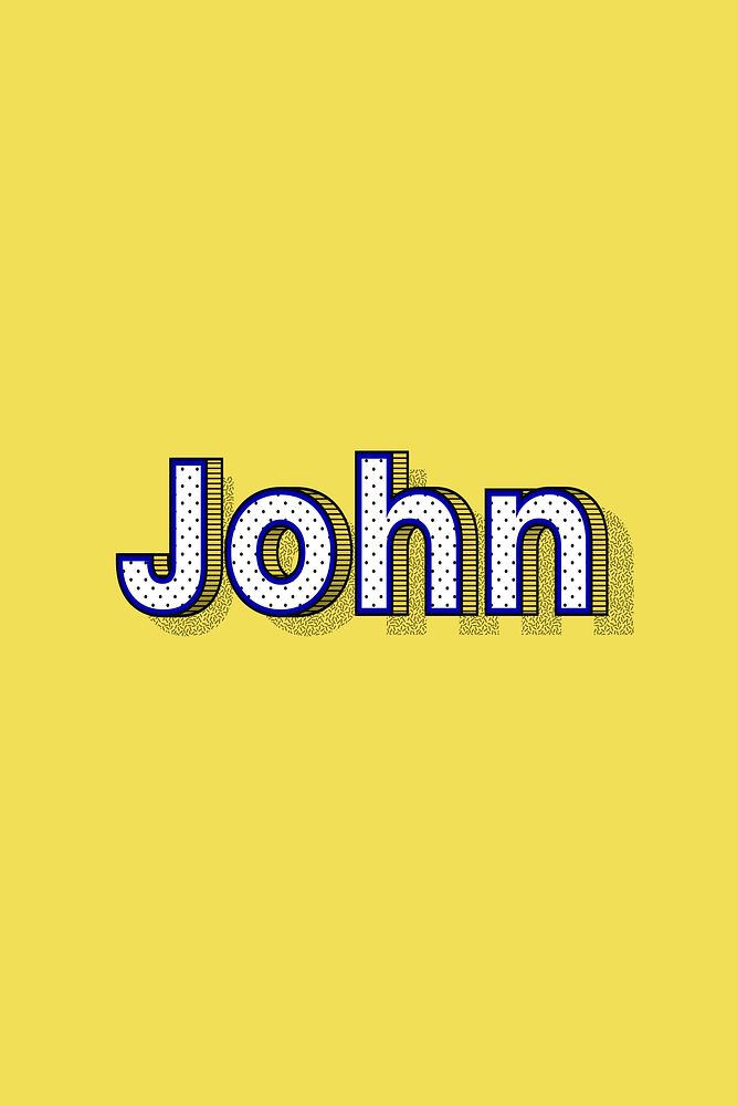 Polka dot John name lettering retro typography