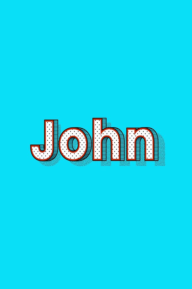 Polka dot John name lettering retro typography