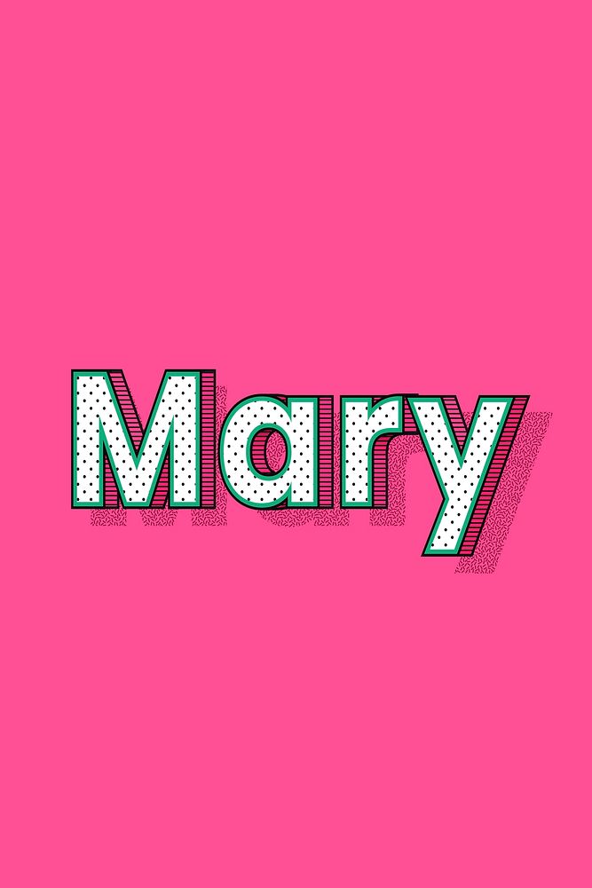 Polka dot Mary name lettering retro typography