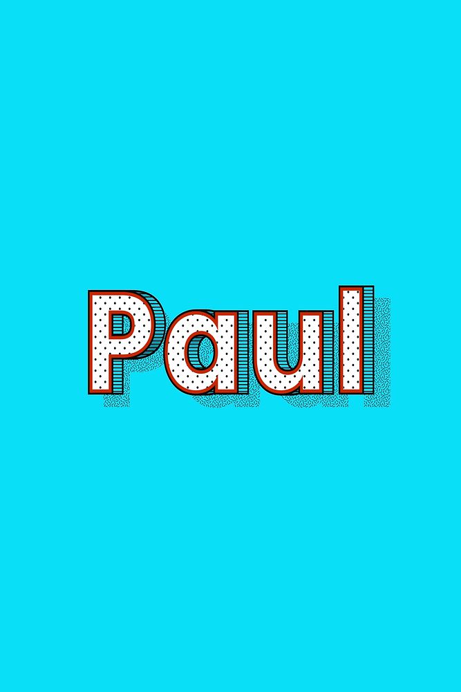 Polka dot Paul name lettering retro typography
