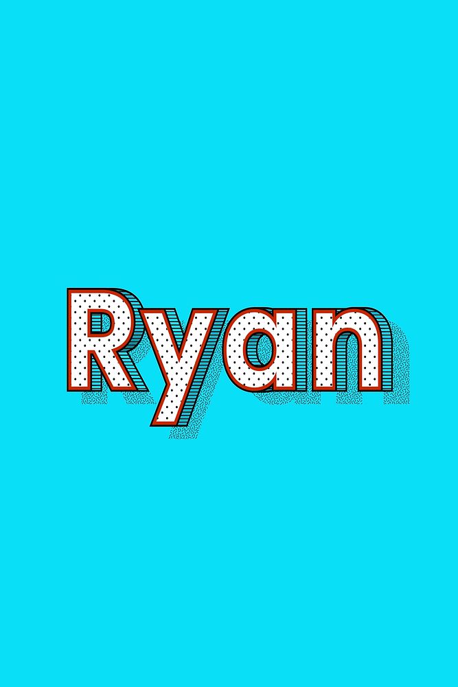 Polka dot Ryan name lettering retro typography