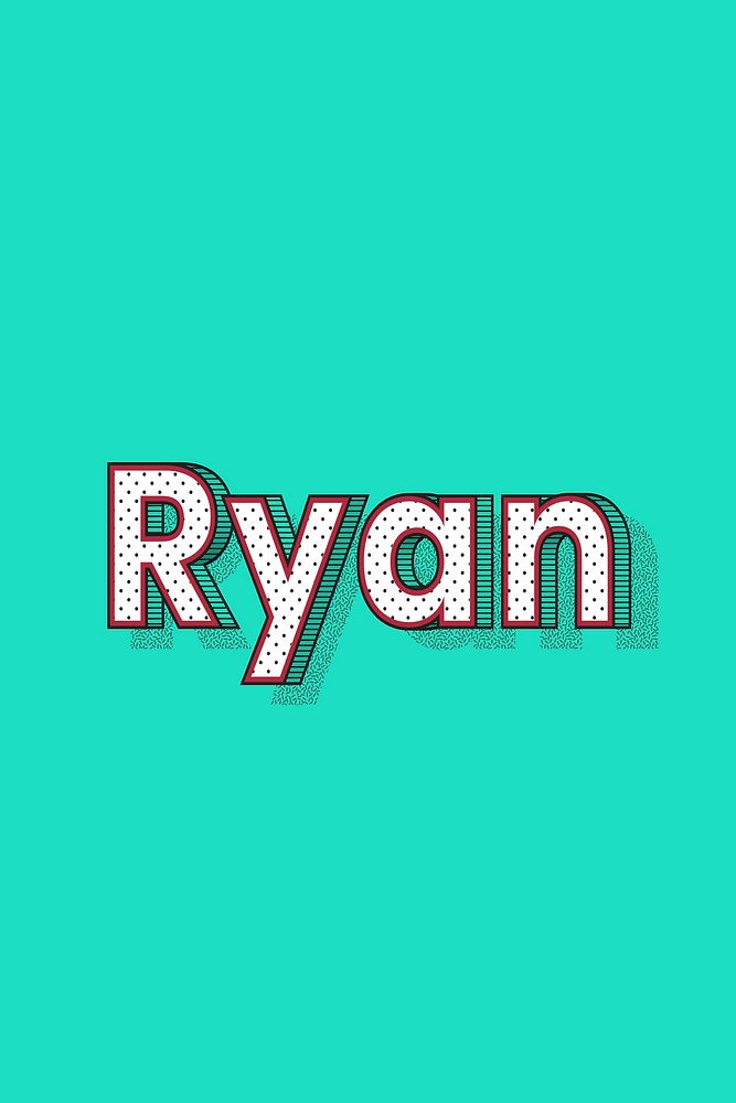 Polka dot Ryan name text retro typography