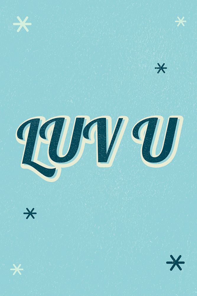 Luv u word colorful star patterned typography