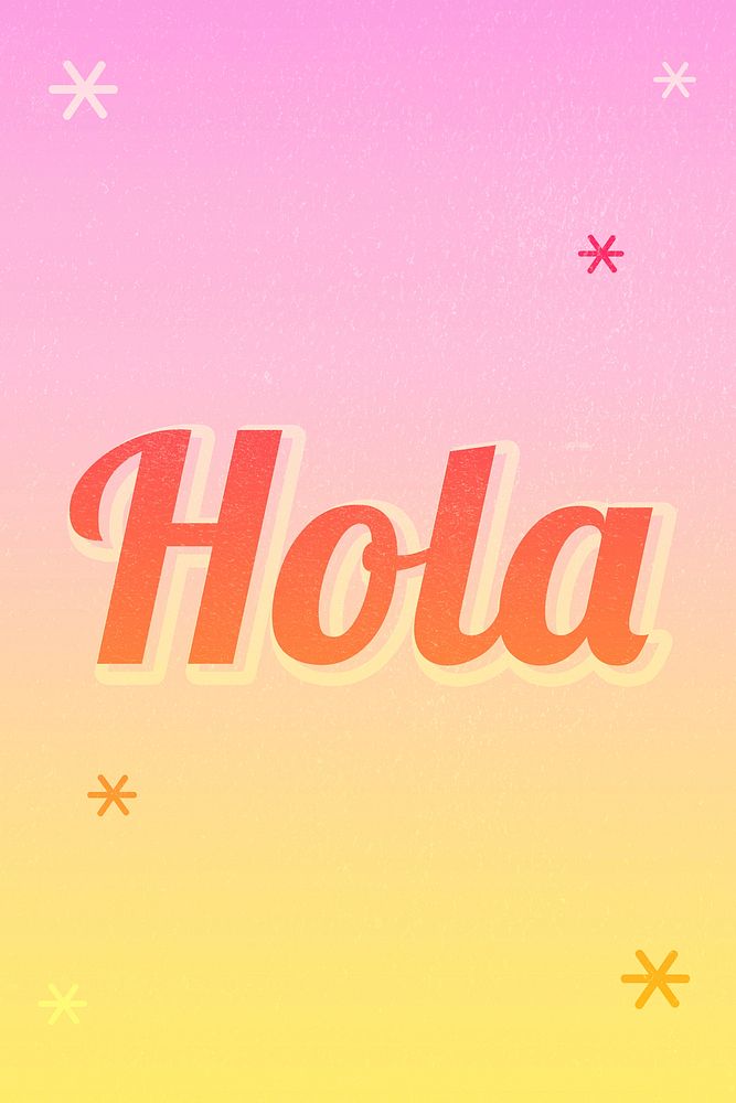 Hola word vintage colorful word illustration