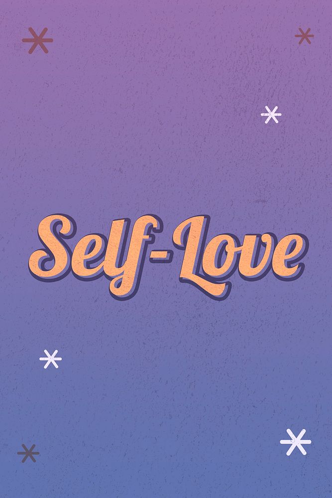 Self-love text magical star feminine typography