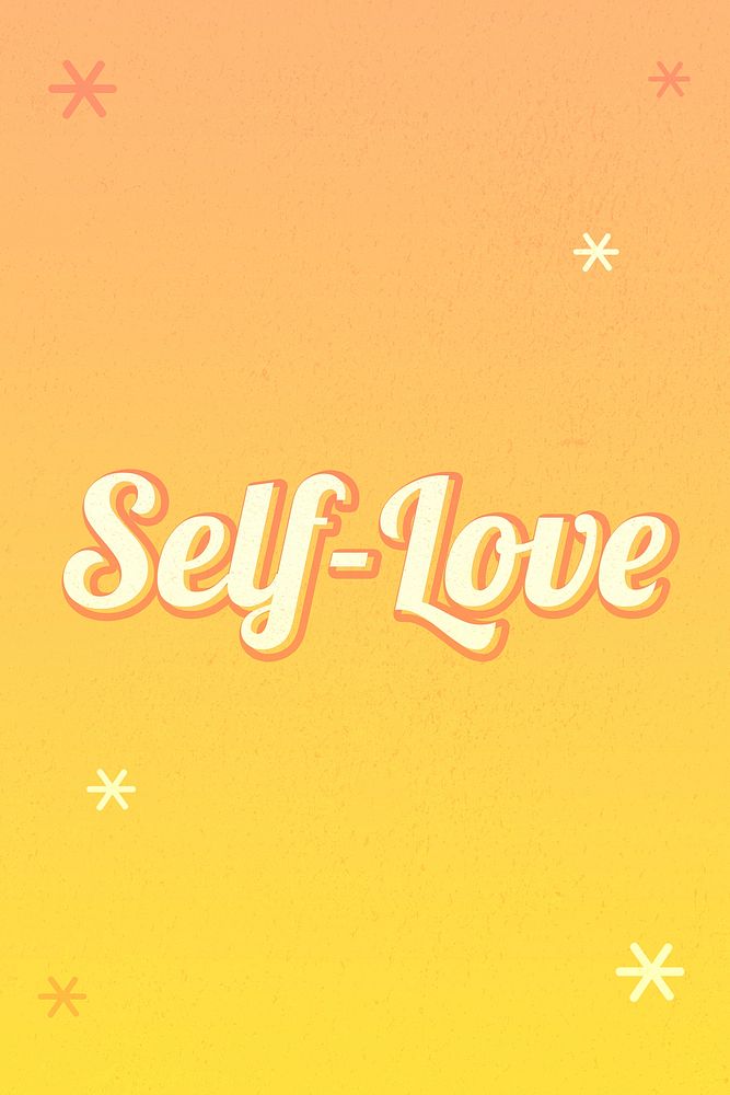 Self-love word colorful star patterned typography
