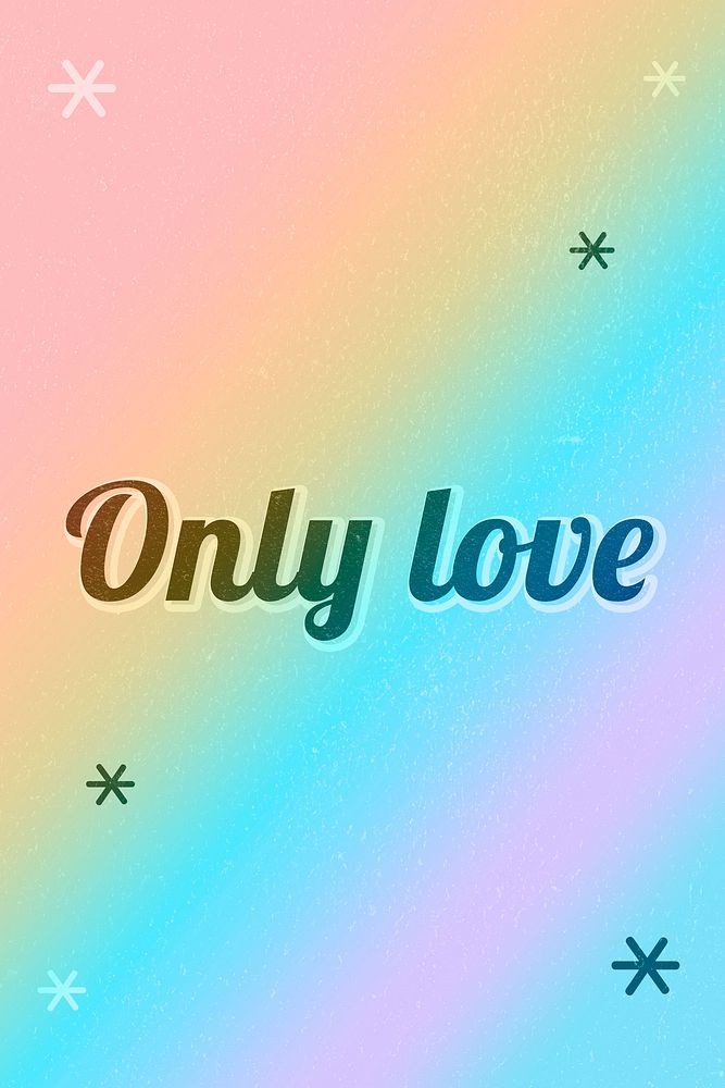 Only love word gay pride rainbow font