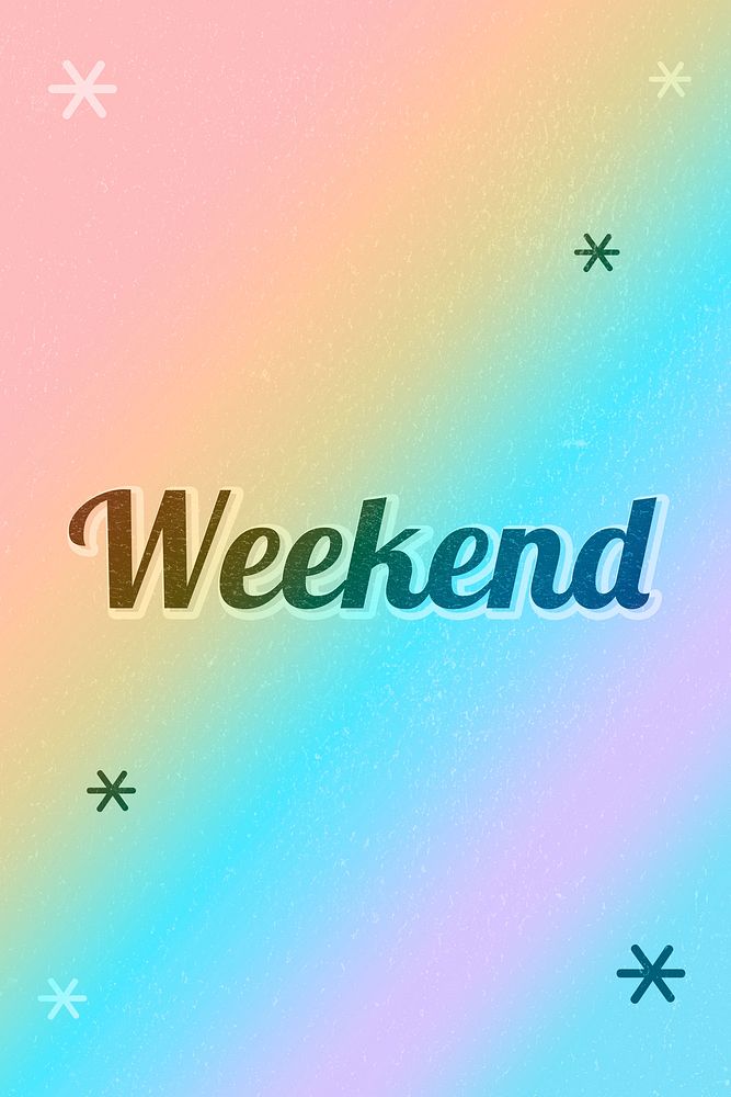 Weekend word rainbow colorful background vintage typography