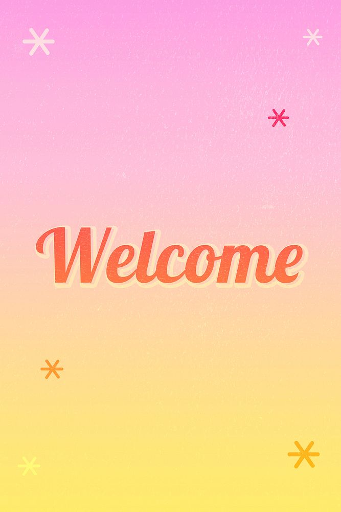 Welcome word colorful star patterned typography