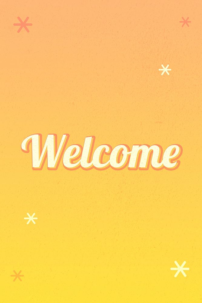Welcome word colorful star patterned typography