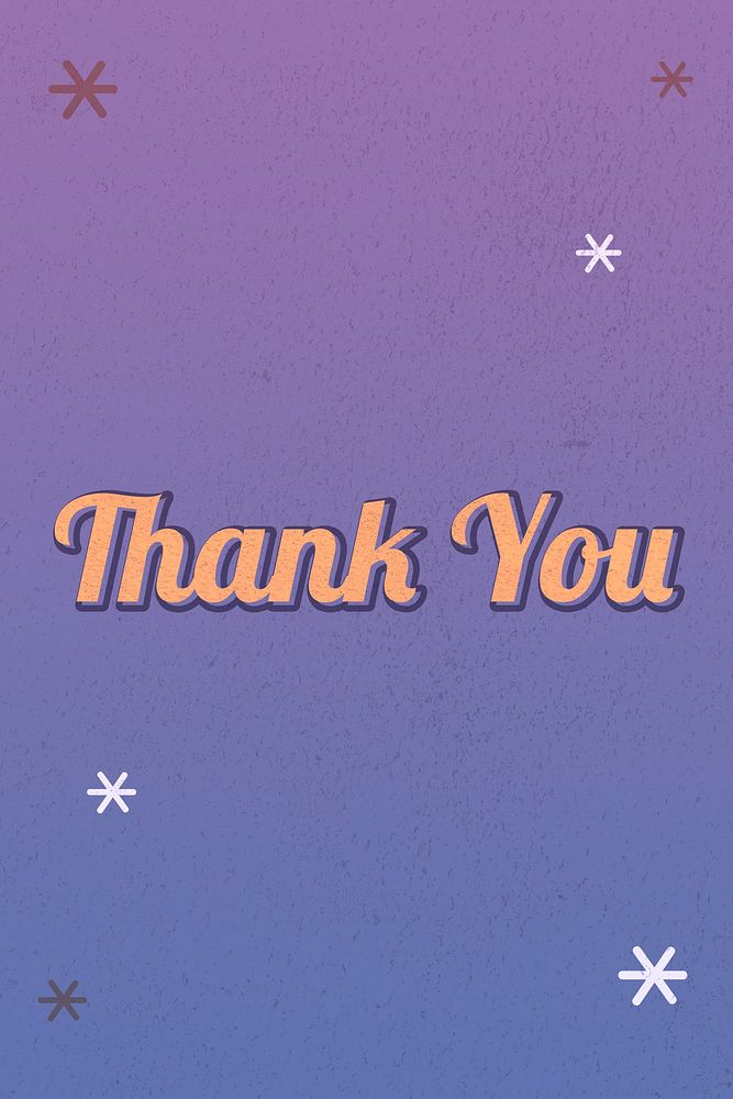 Thank you text magical star feminine typography