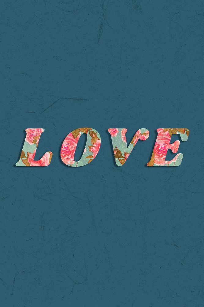 Love floral pattern font typography