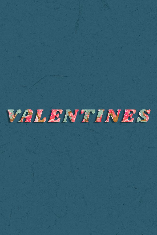 Valentines floral pattern font typography