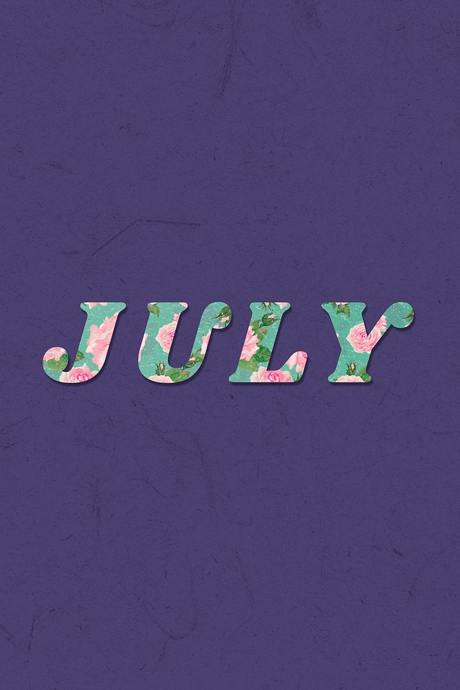Floral July retro pattern typography
