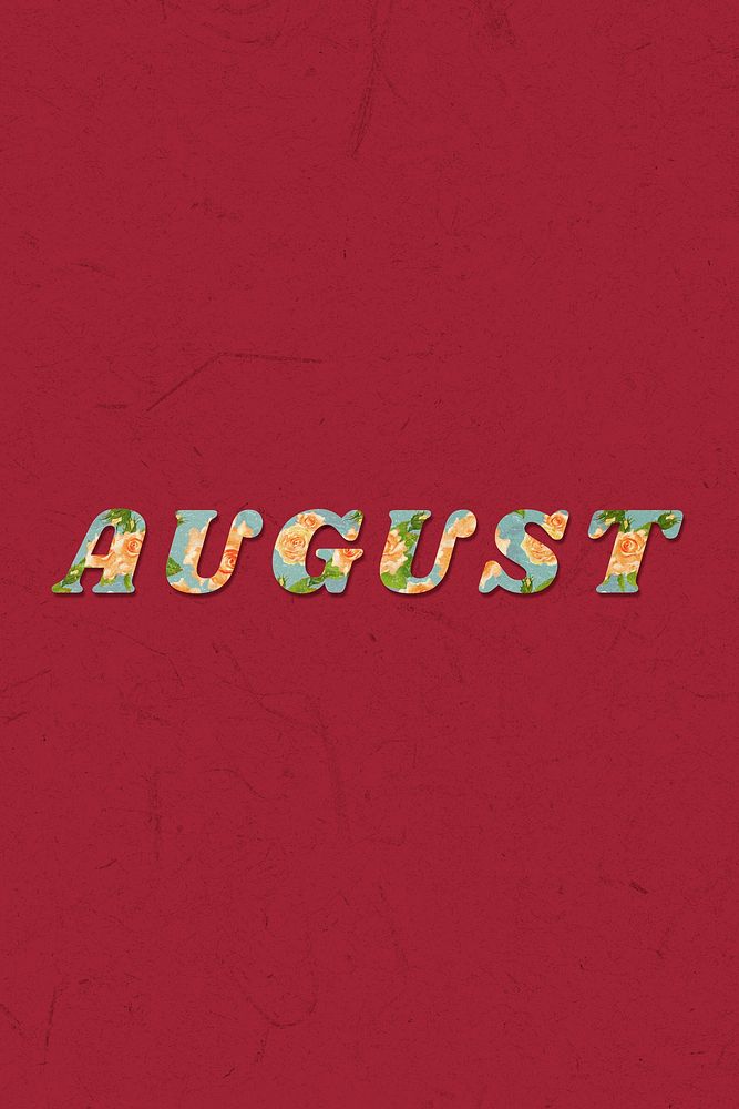 Colorful August month text
