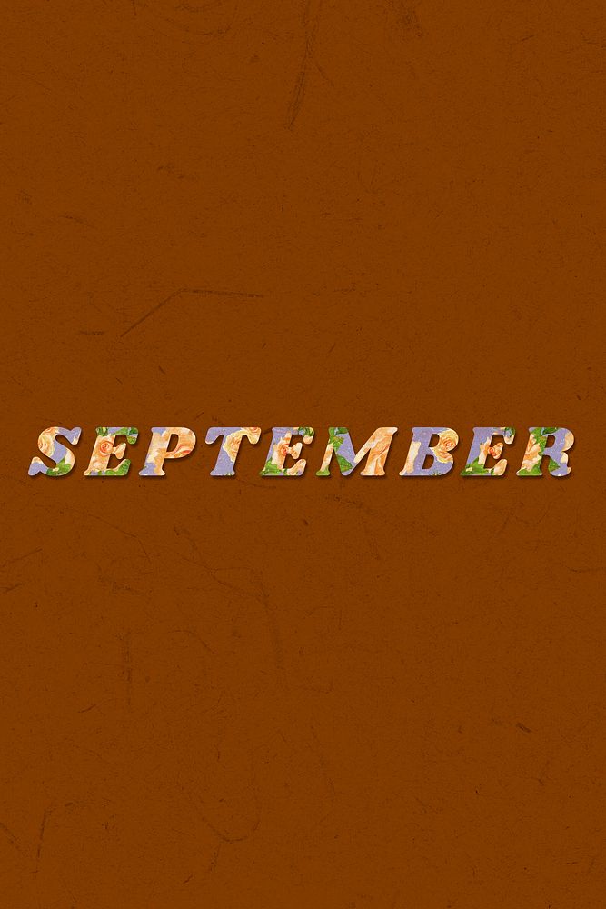 September floral pattern font typography
