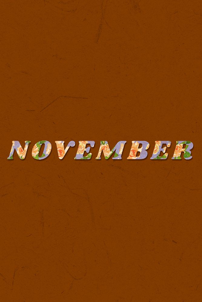 November floral pattern font typography