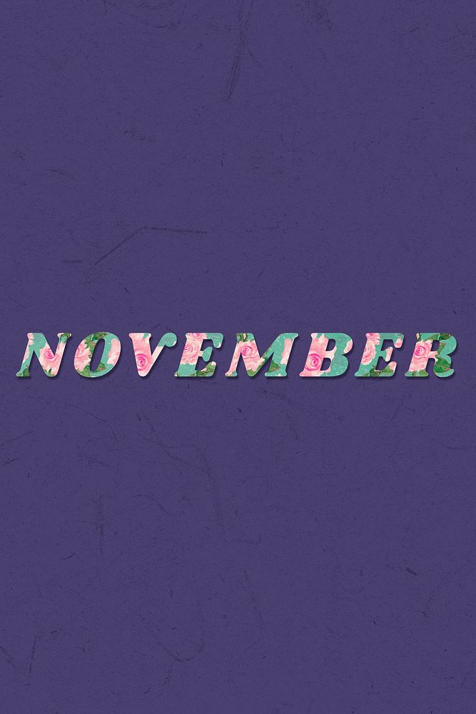 November month bold floral pattern font
