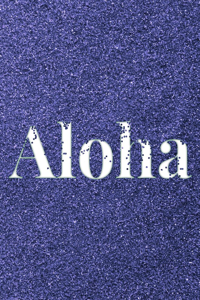 Glitter word aloha dark blue sparkle font lettering