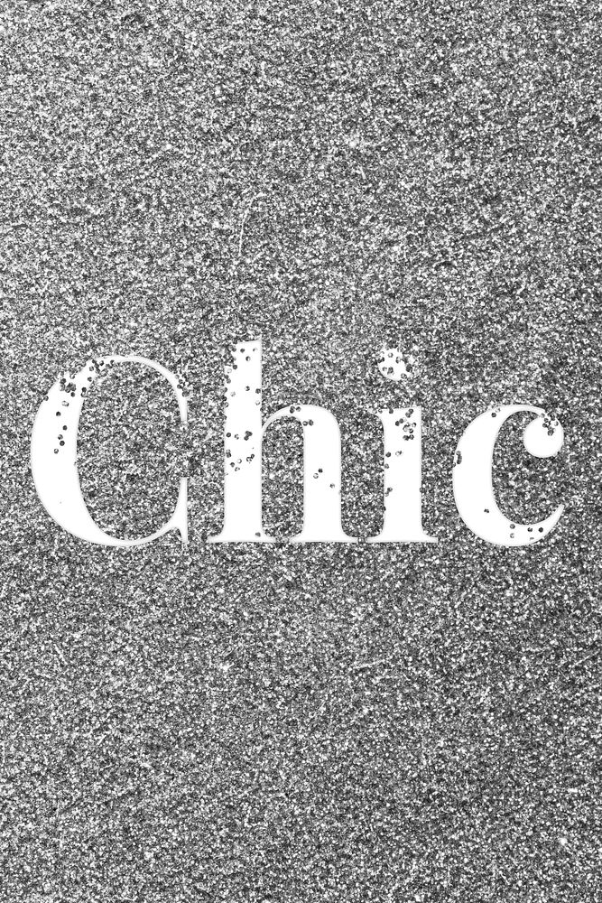 Chic sparkle text gray glitter font lettering