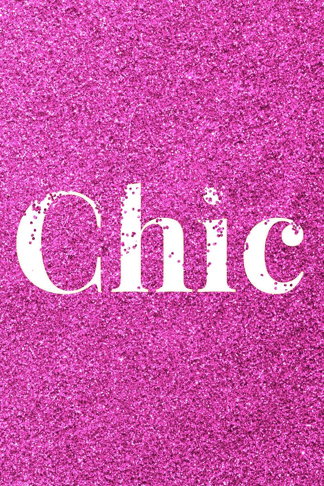Chic sparkle word pink glitter lettering