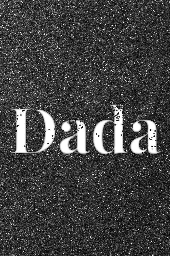 Dada sparkle word black glitter lettering
