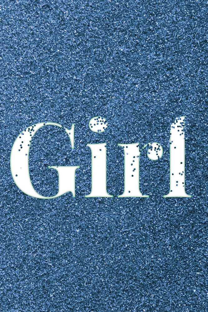 Girl sparkle word blue glitter lettering