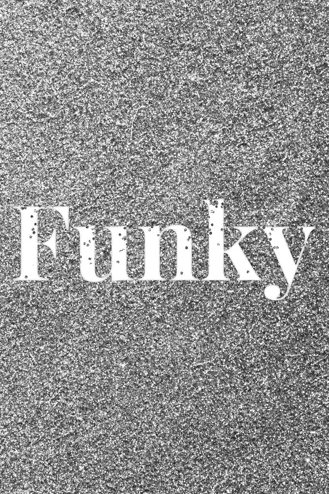 Funky sparkle word gray glitter lettering
