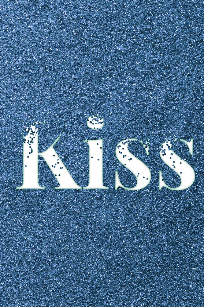 Kiss sparkle text blue glitter font lettering