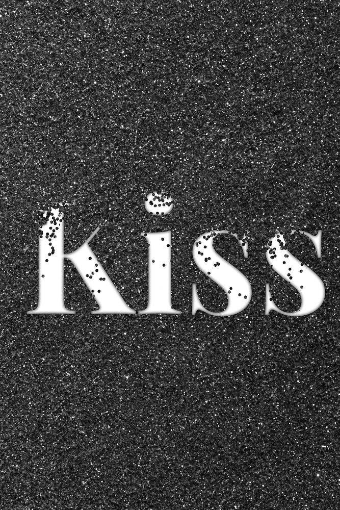 Kiss sparkle text black glitter font lettering