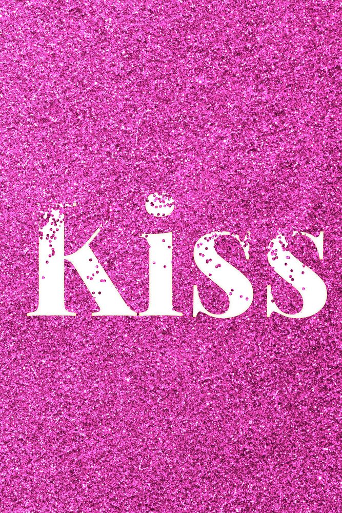 Sparkle kiss glitter word art typography