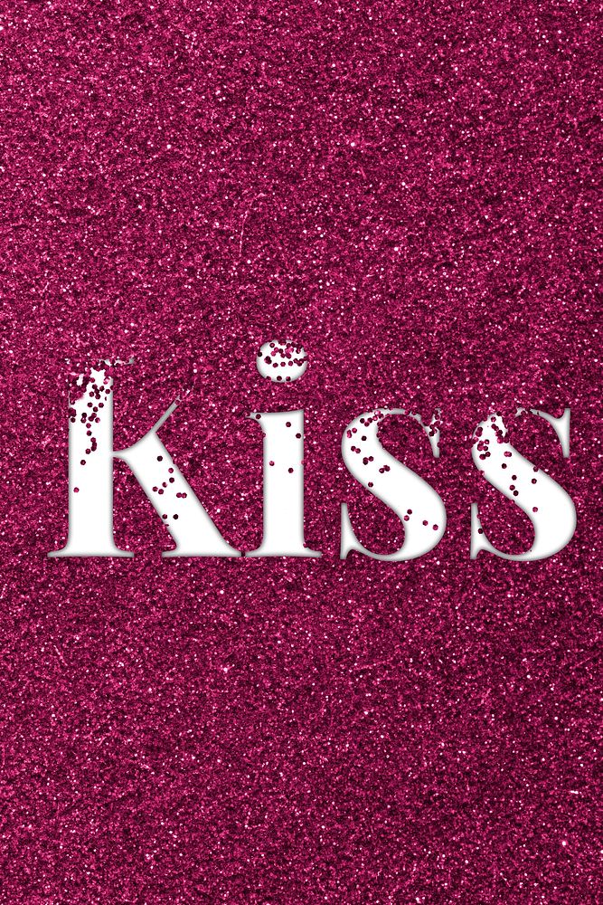 Glitter word kiss ruby sparkle font lettering