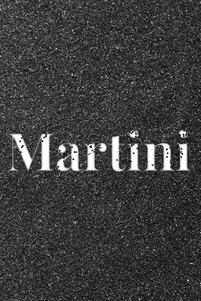 Glitter text martini  black sparkle font lettering