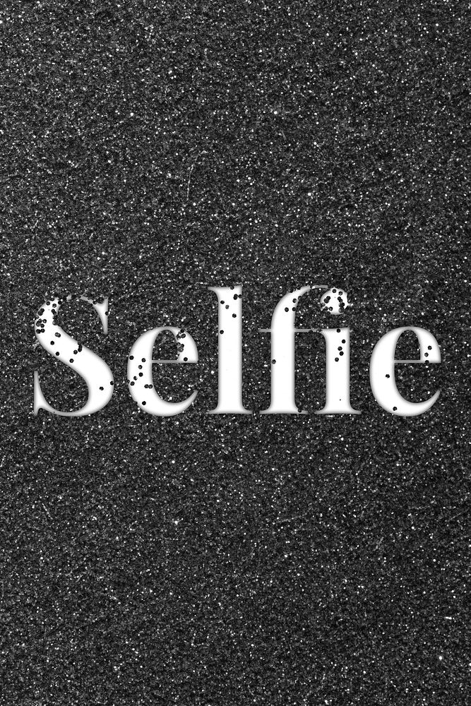 Selfie sparkle text black glitter font lettering