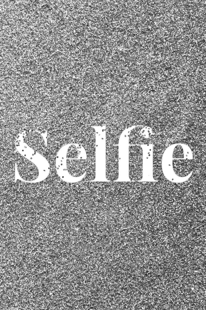 Glitter text selfie gray sparkle font lettering