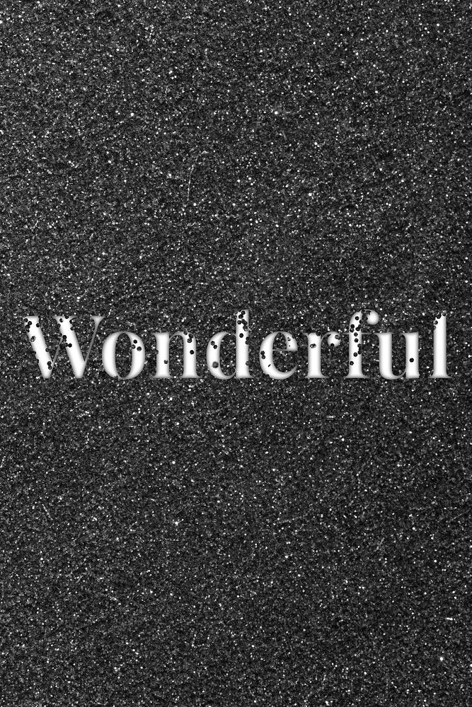 Wonderful sparkle word black glitter lettering