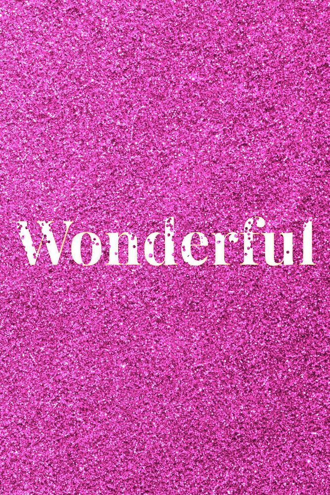 Wonderful sparkle word pink glitter lettering
