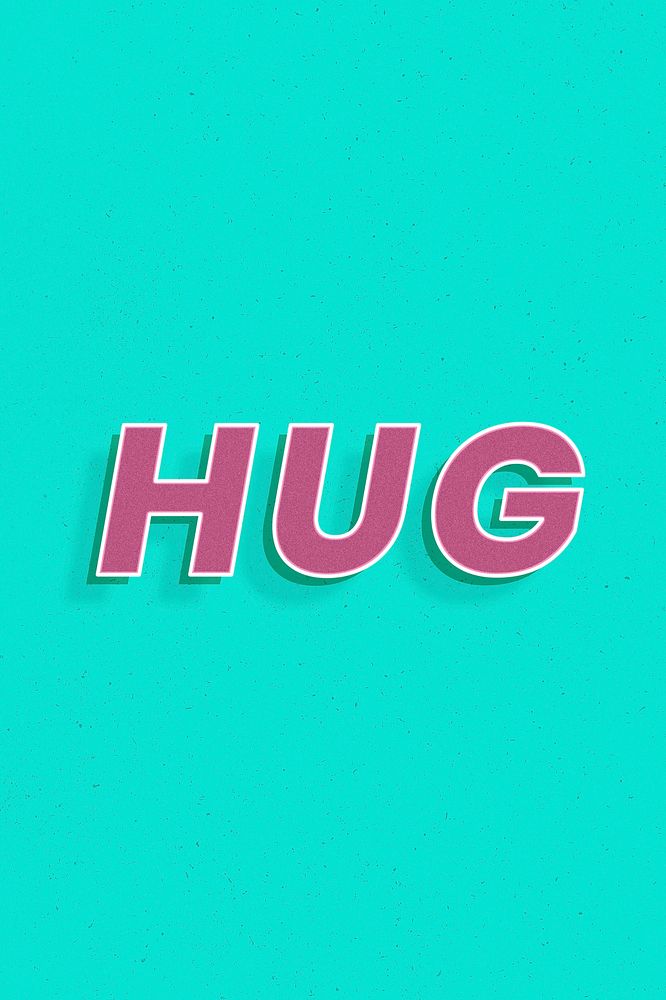Hug! text retro 3d effect typography lettering